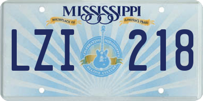 MS license plate LZI218