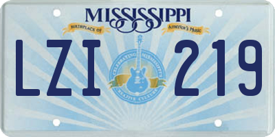 MS license plate LZI219