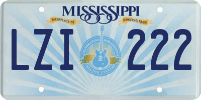 MS license plate LZI222