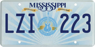 MS license plate LZI223