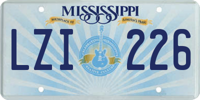 MS license plate LZI226