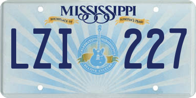 MS license plate LZI227