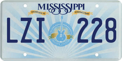 MS license plate LZI228