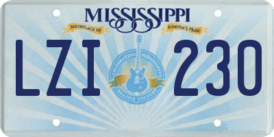 MS license plate LZI230