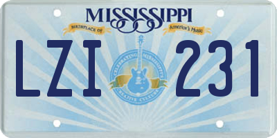 MS license plate LZI231