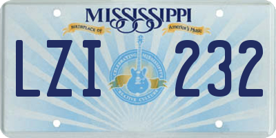 MS license plate LZI232