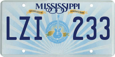 MS license plate LZI233