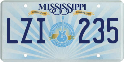 MS license plate LZI235