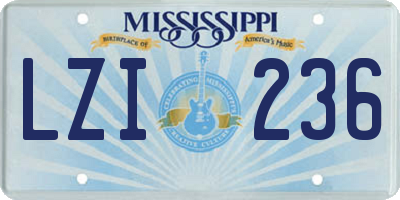 MS license plate LZI236