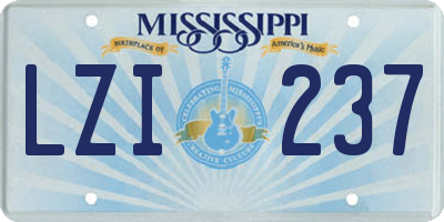 MS license plate LZI237