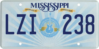 MS license plate LZI238
