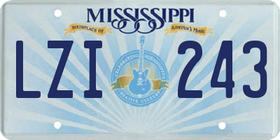 MS license plate LZI243
