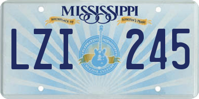MS license plate LZI245