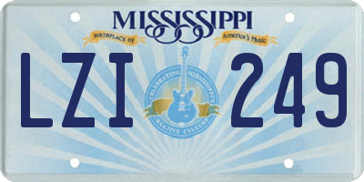 MS license plate LZI249
