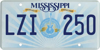 MS license plate LZI250
