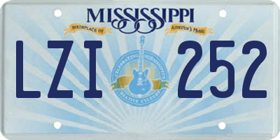 MS license plate LZI252