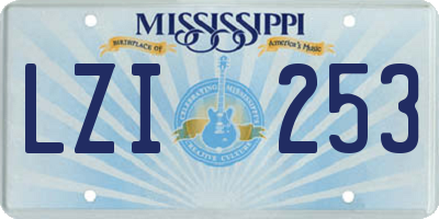 MS license plate LZI253
