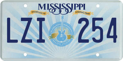 MS license plate LZI254
