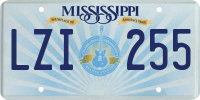 MS license plate LZI255