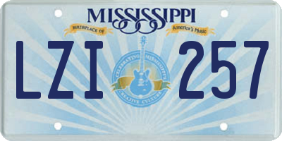 MS license plate LZI257