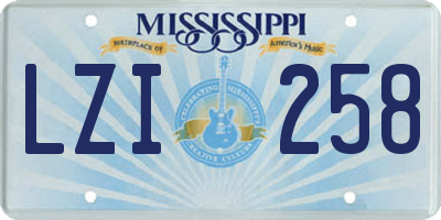 MS license plate LZI258