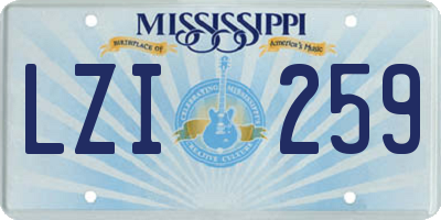 MS license plate LZI259