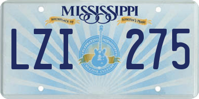 MS license plate LZI275