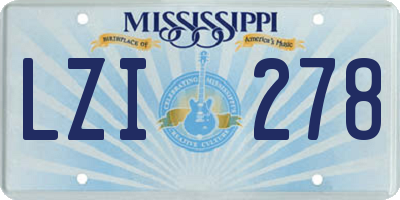 MS license plate LZI278