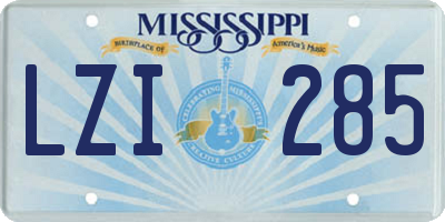 MS license plate LZI285