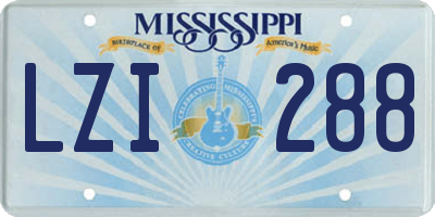 MS license plate LZI288