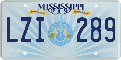 MS license plate LZI289