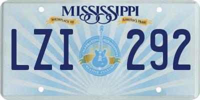 MS license plate LZI292