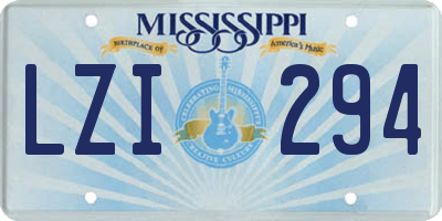 MS license plate LZI294
