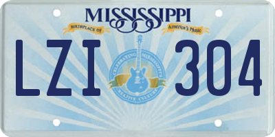 MS license plate LZI304