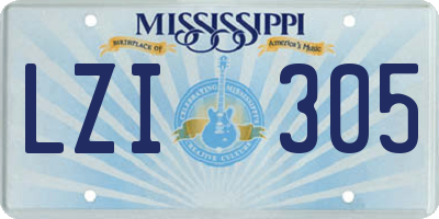 MS license plate LZI305