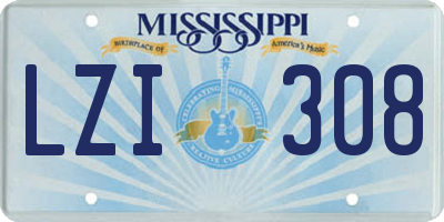 MS license plate LZI308