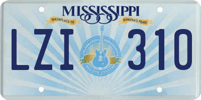 MS license plate LZI310