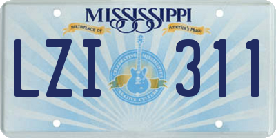 MS license plate LZI311