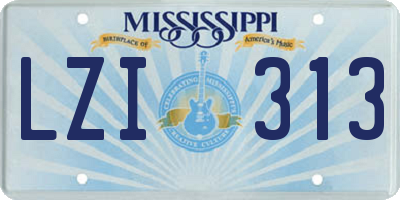 MS license plate LZI313