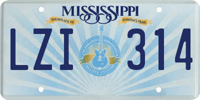 MS license plate LZI314