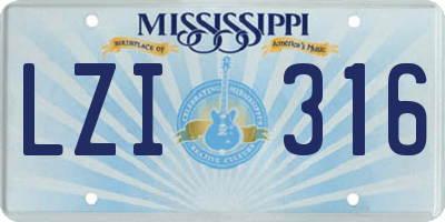 MS license plate LZI316
