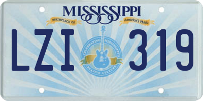 MS license plate LZI319