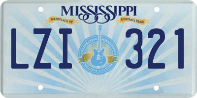 MS license plate LZI321