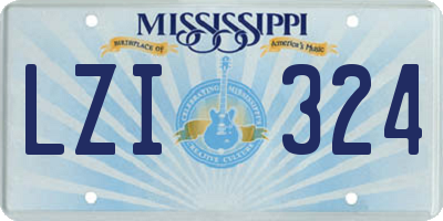 MS license plate LZI324