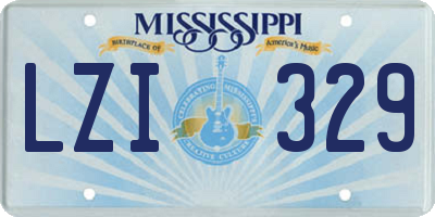 MS license plate LZI329