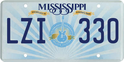MS license plate LZI330