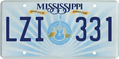 MS license plate LZI331
