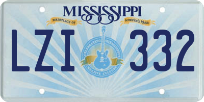 MS license plate LZI332