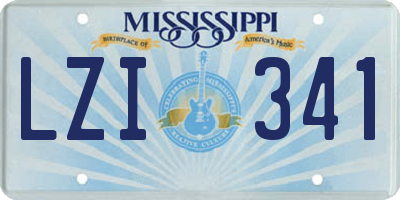 MS license plate LZI341