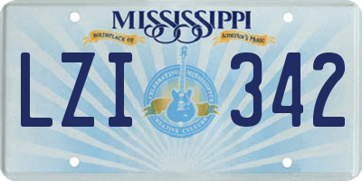 MS license plate LZI342